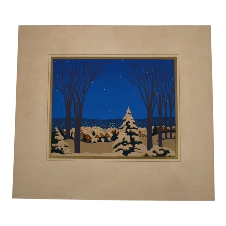 Dorothy Welty Thomas Serigraph "Winter Night" (1 of 4)