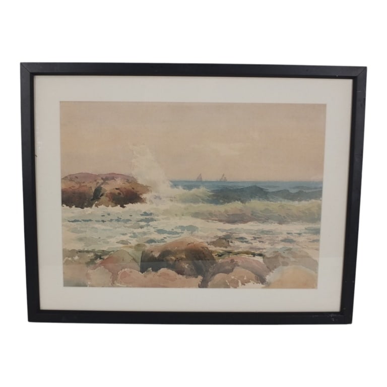 Possibly George Howell Gay Watercolor "Seascape" (1 of 7)
