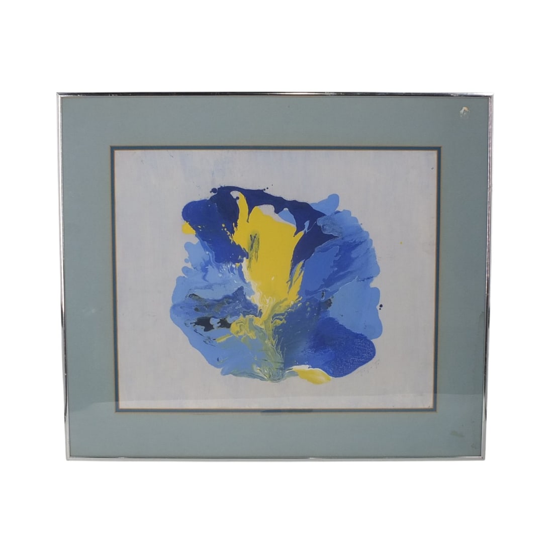 Contemporary Acrylic/Canvas Abstract Composition: Contemporary Acrylic on Canvas "Abstract Composition". Signed T.T.T. lower right. Framed under glass. Measures 15-1/2" x 19", frame 22-1/4" x 25-3/4". Condition: Good condition. Estimate 50 - 100 Dome