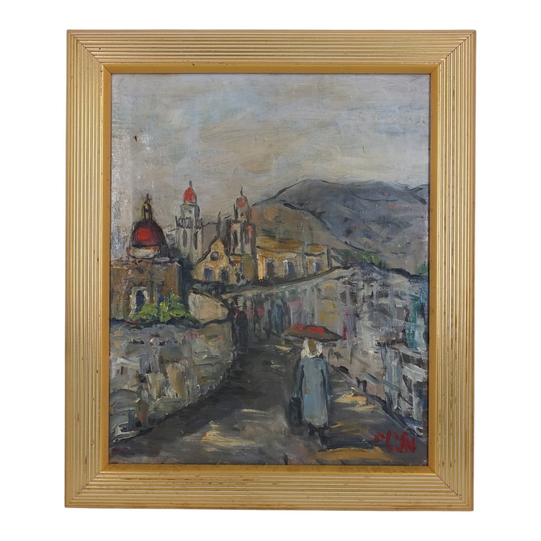 MCM Impressionist Oil/Canvas "European Town" (1 of 8)