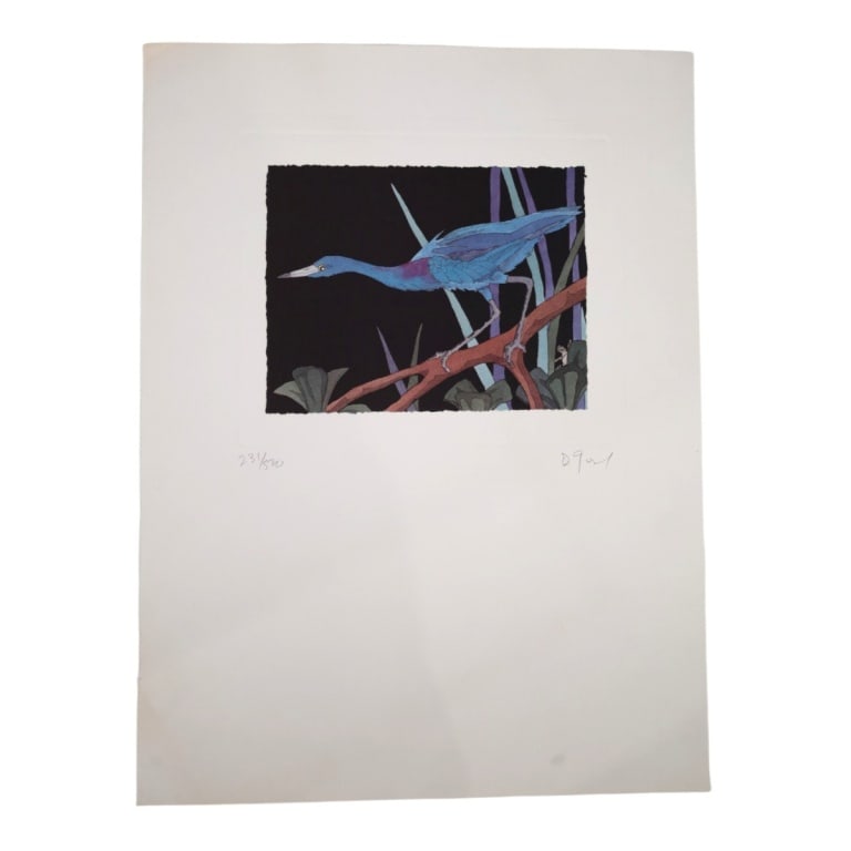 Dan Goad Color Lithograph "Heron and Frog" (1 of 6)