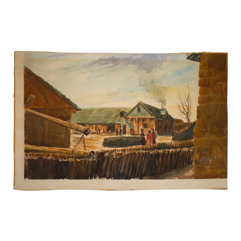Paul Thomas Watercolor "Regionalist Landscape" '68 (1 of 5)