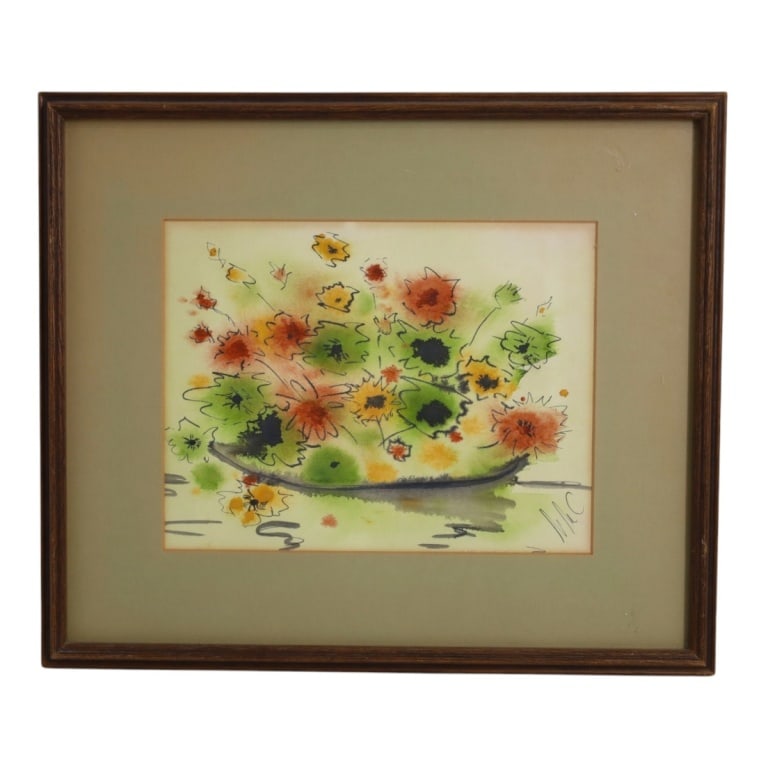 Mary McDowell Calloway Watercolor Still Life: Mary McDowell Calloway (American/Florida, 1929-2022) Watercolor "Still Life". Signed lower right. Artist's bio verso, handwritten inscription. Framed under glass. Measures 8-1/4" x 10-1/2" (sight), fr