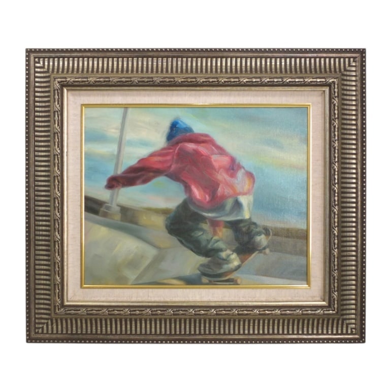 Contemporary Canvas Print "Skateboarder": Contemporary Canvas Print "Skateboarder". Unsigned. Measures 26" x 30" including frame. Condition: Good condition. Estimate 100 - 200 Domestic shipping Third Party