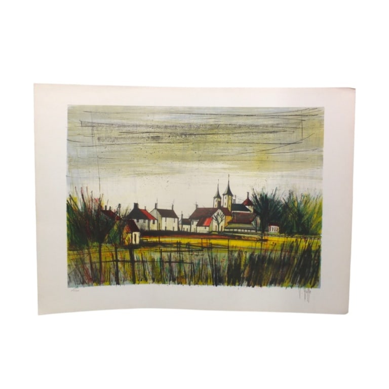 V. Beffa Mid Century Lithograph "French Village": V. Beffa Mid Century Lithograph "French Village". Pencil signed and numbered 49/250. Full sheet measures 22" x 29". Condition: Light toning or in good condition. Estimate 50 - 150 Domestic shipping Th