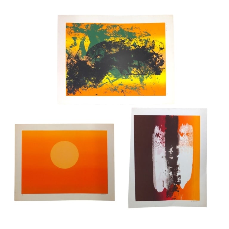 Gustavo Foppiani (3) Serigraphs "Untitled": Gustavo Foppiani (Italy, 1925-1986) (3) serigraphs "Untitled Composition". Each Pencil signed and numbered 1/1, unframed, full sheet size 28" x 22" Condition: Toning, good vintage condition. Estimate 