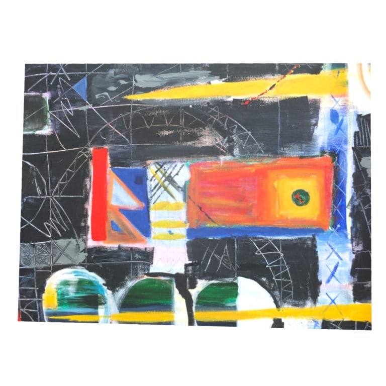 Modern Original Oil on Canvas "Abstract": Modern Original Oil on Canvas "Abstract". Signed to verso Julie Moskowitz. Measures 24" x 35-3/4". Condition: Good condition. Estimate 80 - 160 Domestic shipping Third Party
