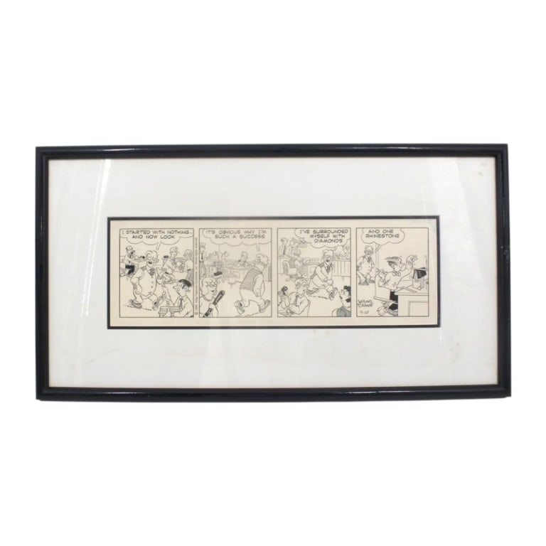 2 Chic Young "Blondie" Framed Comic Strips: 2 Chic Young "Blondie" Framed Comic Strips. 1 has a label from Circle Fine Art Corporation. Frames measure 12-1/2" x 23". Condition: Good condition. Estimate 50 - 150 Domestic shipping Third Party