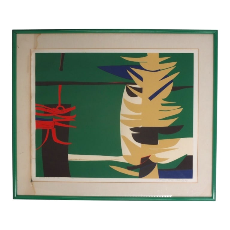 Luis Hernandez Cruz Lithograph Plantos & Insectos: Luis Hernández Cruz (Puerto Rican, b. 1936) Color Lithograph "Plantos & Insectos II". Signed, titled, and editioned in pencil 53/80. Framed and presented under glass 24" x 30", framed 31" x 37".