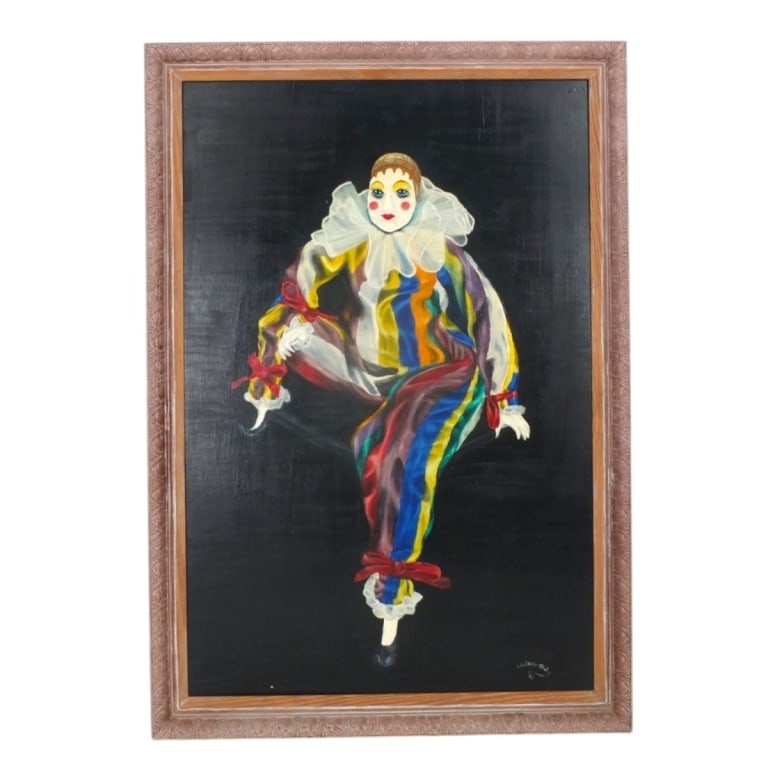 Walter Stiles (20th Century): Walter Stiles (20th Century) Oil on Board "Harlequin" Signed Lower Right. Sight: 36" x 24". Frame: 39-1/2" x 27-1/4". Condition: Good condition. Estimate 50 - 150 Domestic shipping Third party