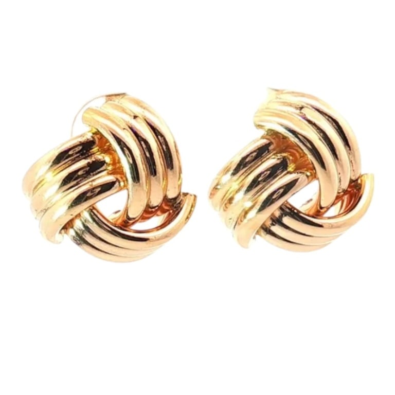 Pair of 18K Love Knot Stud Earrings: Pair of 18 Karat Yellow Gold Love Knot Stud Earrings. Weighs approx. 3.2 gram. Condition: Good condition. Estimate 500 - 700 Domestic shipping Third party