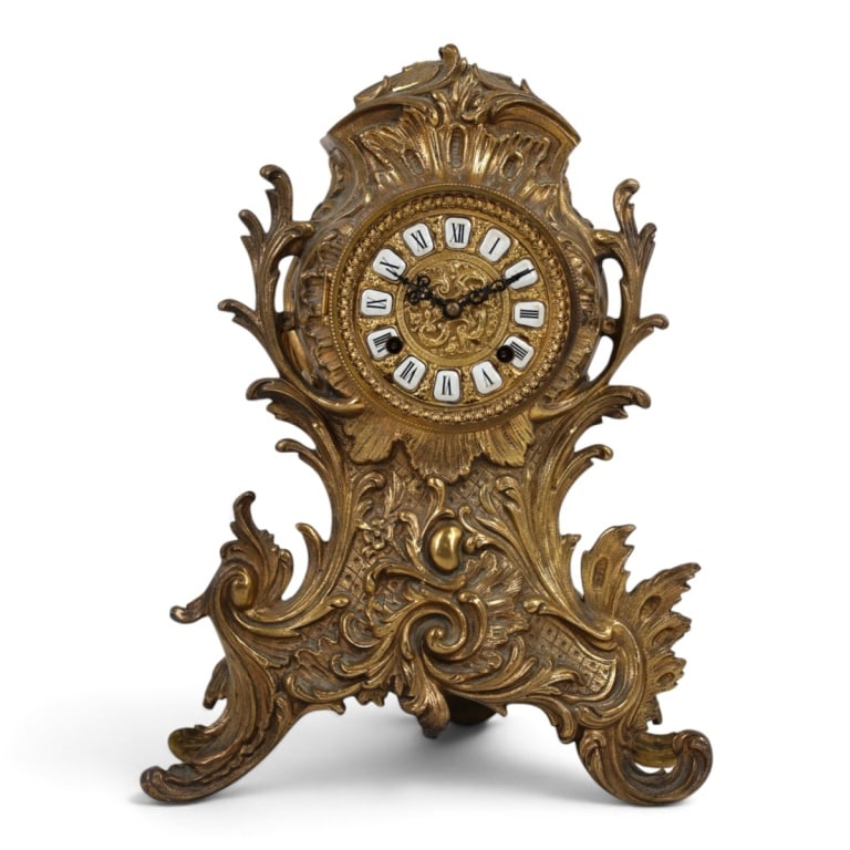 Vintage Louis XV-style Gilt Bronze Mantel Clock (1 of 7)