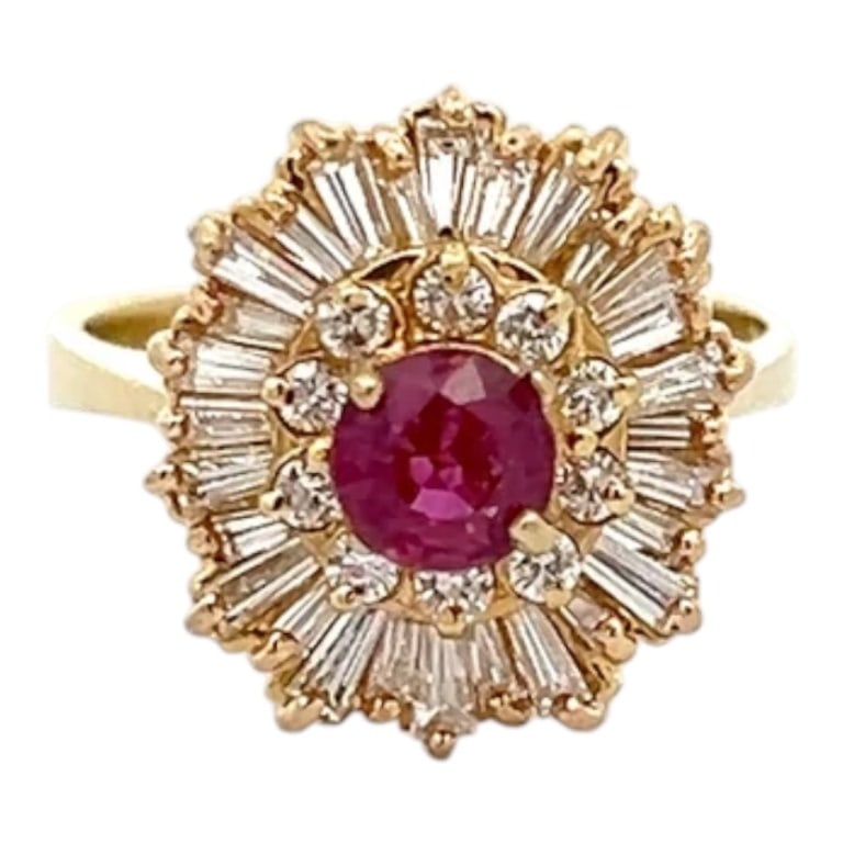 Vintage 18K, Diamond & Round Thai Ruby Ring (1 of 2)