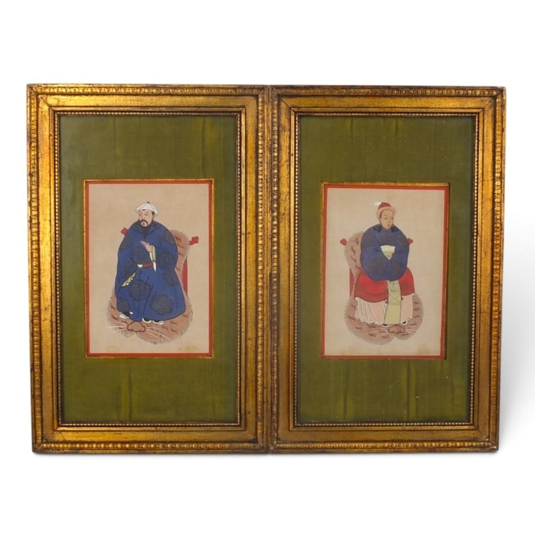 Pair Chinese Silk Paintings "Ancestral Portraits" (1 of 7)