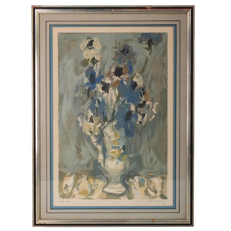 Eugène Baboulene (1905 - 1994): Eugène Baboulene, French (1905 - 1994) Artist Proof Lithograph on Paper "Still Life" Signed and Numbered 68/70. Sight measures 25" x 16-5/8". Frame measures 31" x 22-5/8". Condition: Good condition.