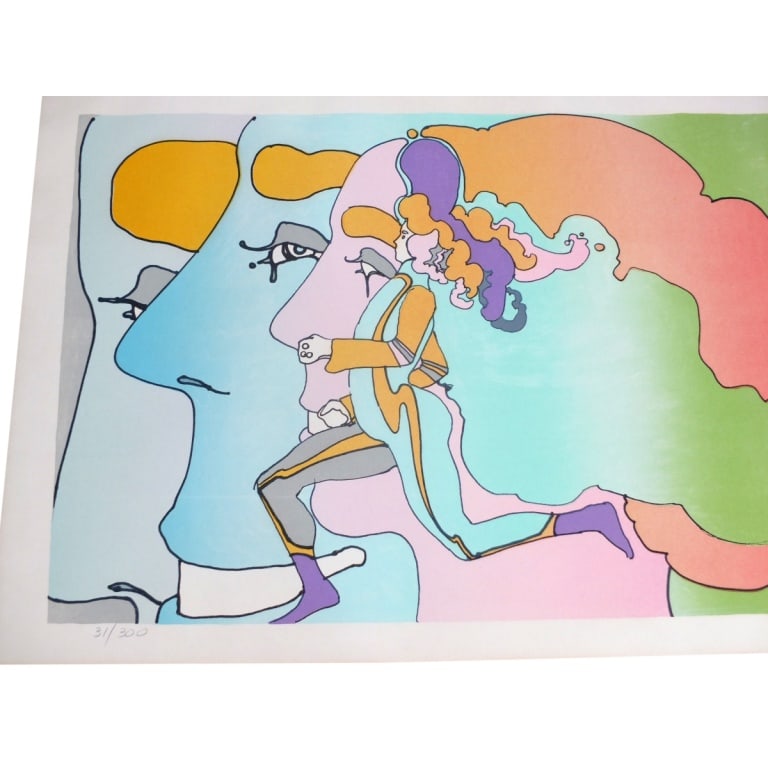 Peter Max Lithograph "Three Lords and Runner" - 3