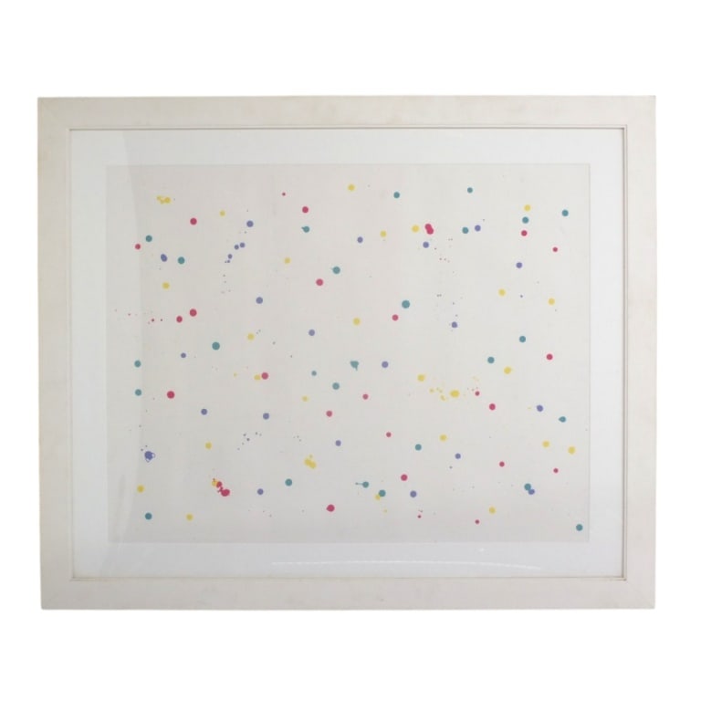 Possibly Herman de Vries Screen Print "Splatter": Possibly Herman de Vries (Dutch b. 1931) Screen Print on wove paper "Splatter". Unsigned. Label affixed to verso: Gallery Art, Aventura, FL. Framed and under plexiglass. Measures 21-1/2" x 27-1/4" (si