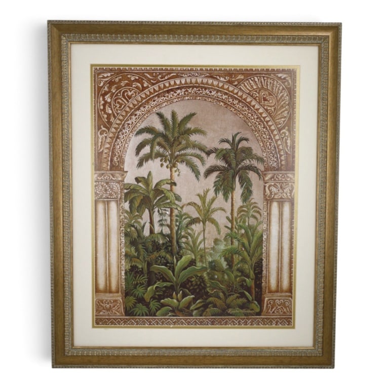 Decorative Framed Sepia Toned Botanical Print: Decorative Framed Sepia Toned Botanical Print. Unsigned. Framed, no glass. Measures 36-1/2" x 30-1/2" overall. Condition: Light wear from storage. Estimate 20 - 40 Domestic shipping Third Party