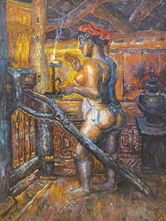 Luo Zhongli Figure painting: L:99cm W:73cm