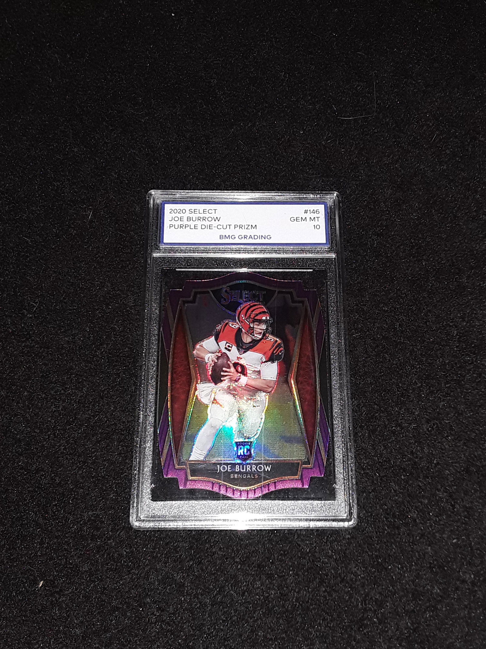 JOE BURROW, 2020 Select, Purple Die-Cut Prizm, GEM MT 10 (1 of 1)