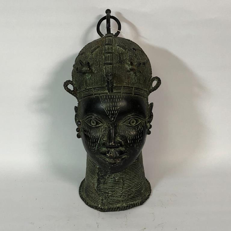 BENIN BRONZE HEAD 14" (1 of 7)
