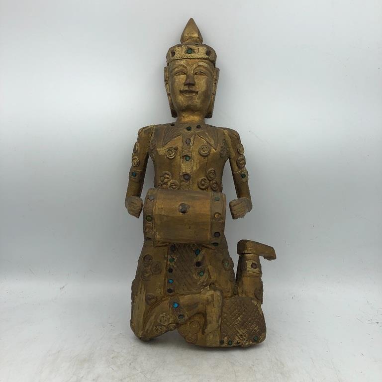 CARVED HINDU DRUMMER 19": CARVED HINDU DRUMMER 19"