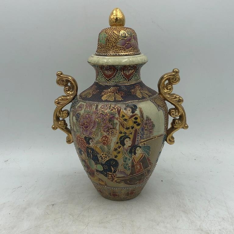 ASIAN ENAMELED VASE 12" (1 of 4)