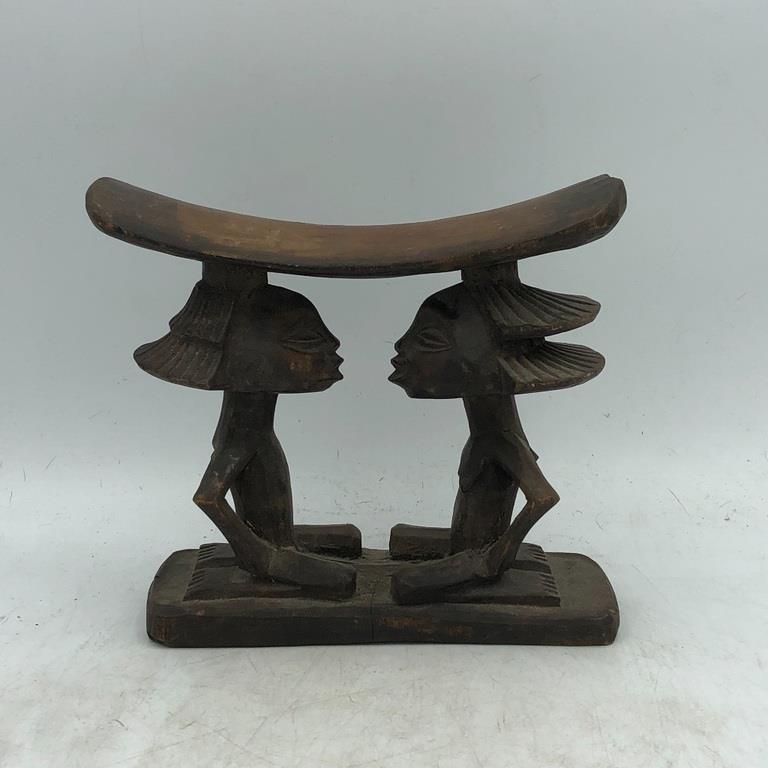 AFRICAN WOOD CARVED NECK REST (1 of 5)