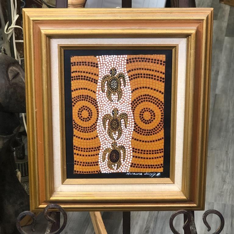 ABORIGINAL TURTLE PAINTING 12.5"x14.5": ABORIGINAL TURTLE PAINTING 
