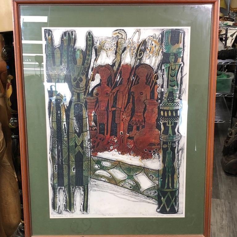 AFRICAN TRIBAL CEREMONY PRINT 27"x 35" (1 of 3)