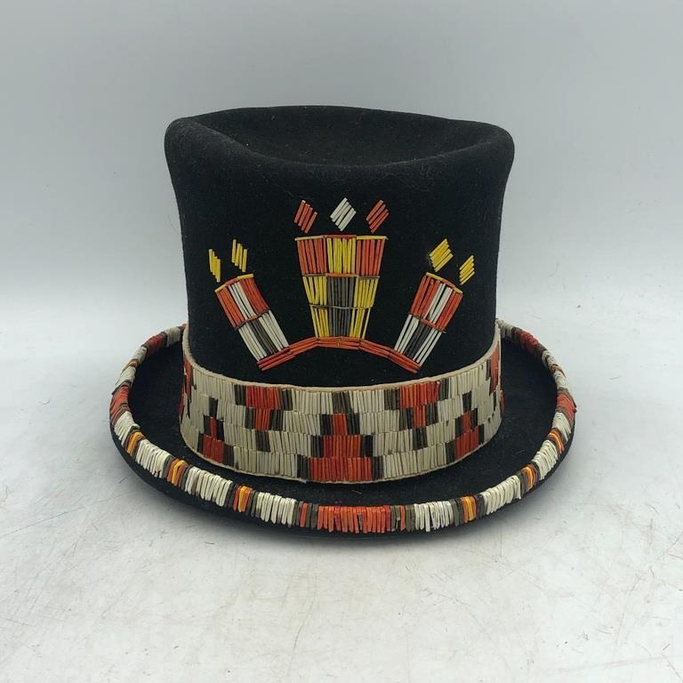 CIRCA 1880 NATIVE AMERICAN QUILLED TOP HAT (1 of 6)