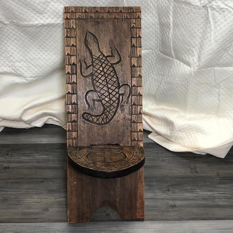 AFRICAN CHILDS WOODEN CARVED PALAVAR CHAIR (1 of 7)