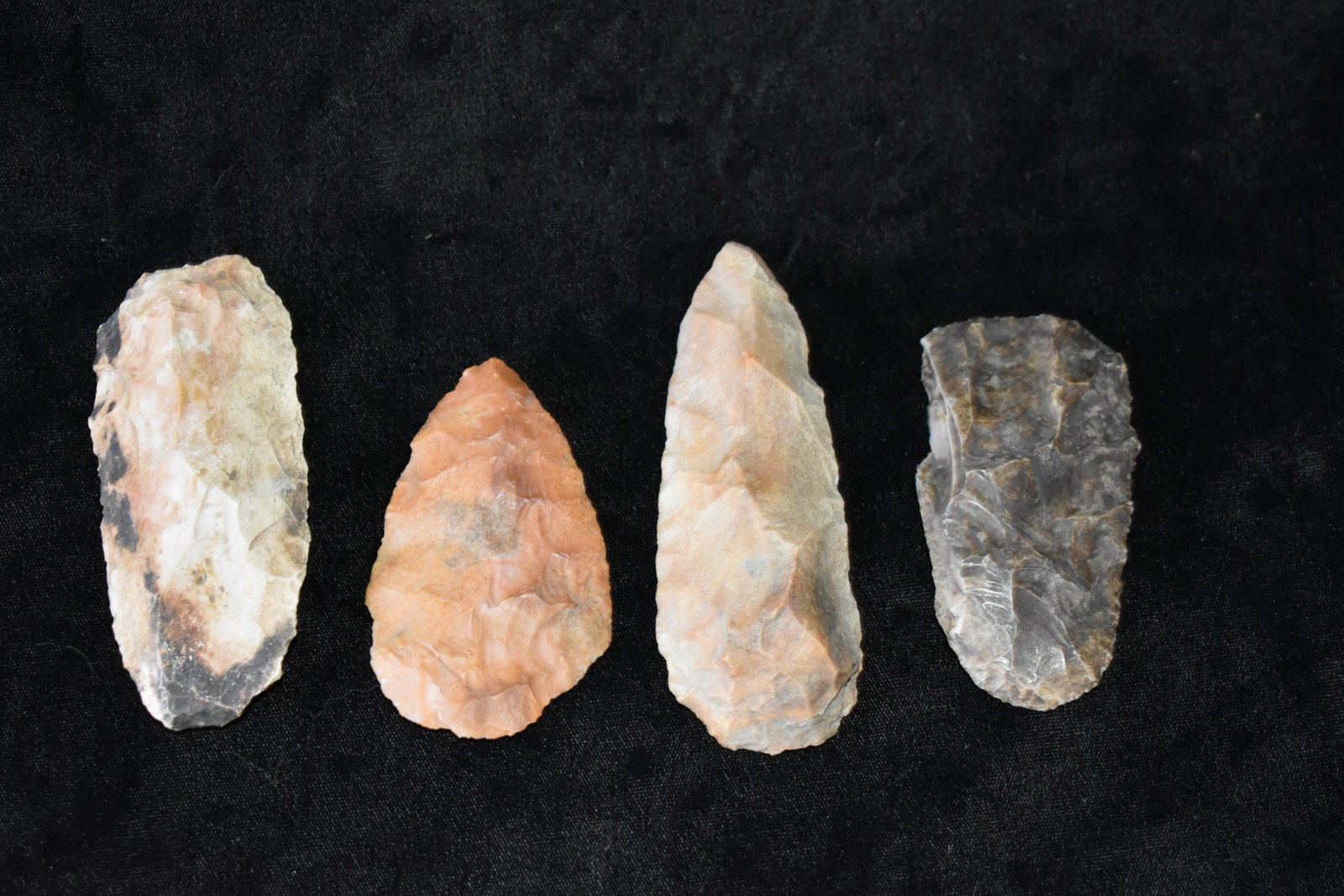 4 Flint Digging Tools: 4 Flint Digging Tools found in Cooper County Missouri. Ex Glen Hix Collection. 3 1/4" to 4 1/4"