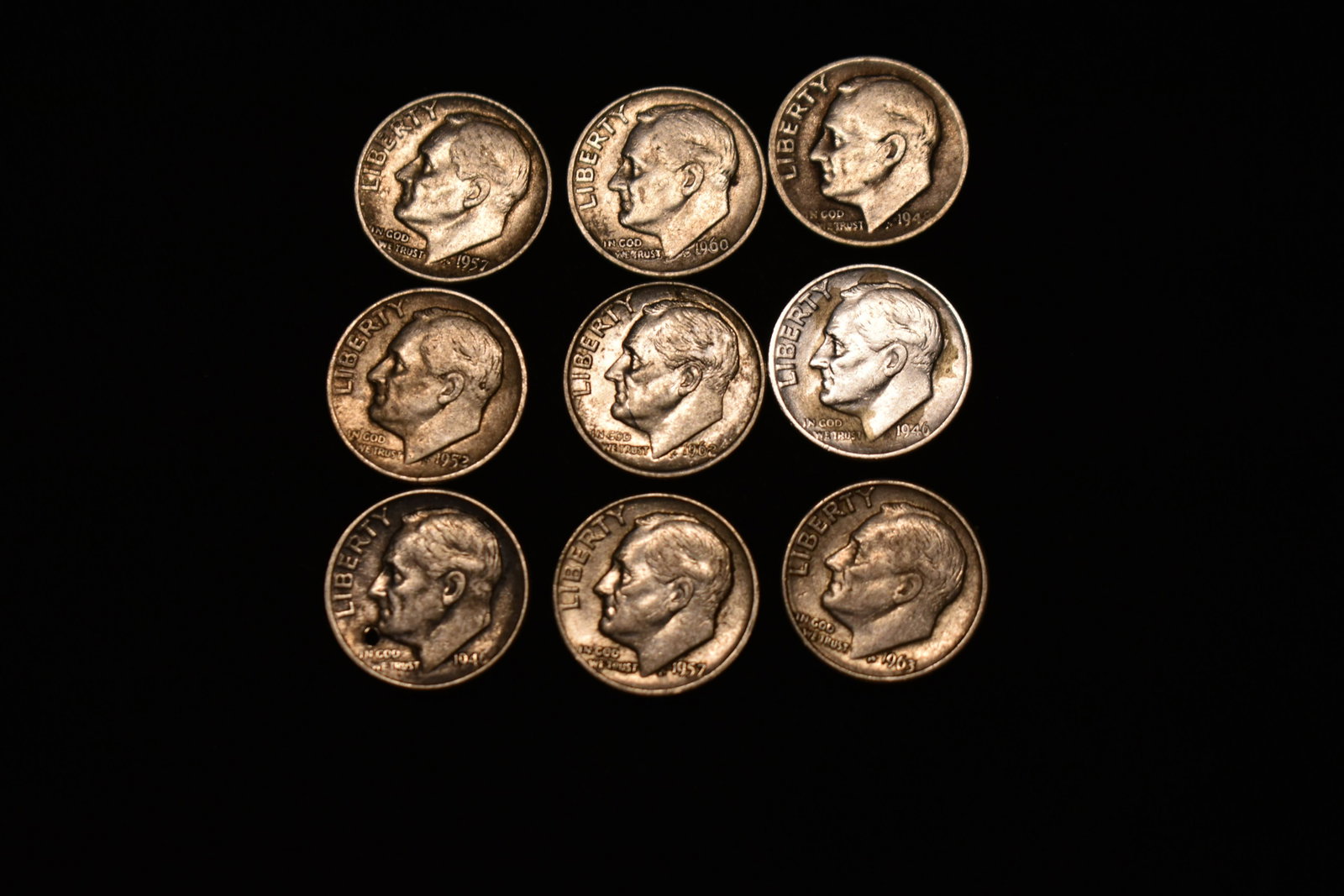 9 Silver U.S. Dimes 1946-1964 90% Silver: 9 Silver U.S. Dimes 1946-1964 90% Silver