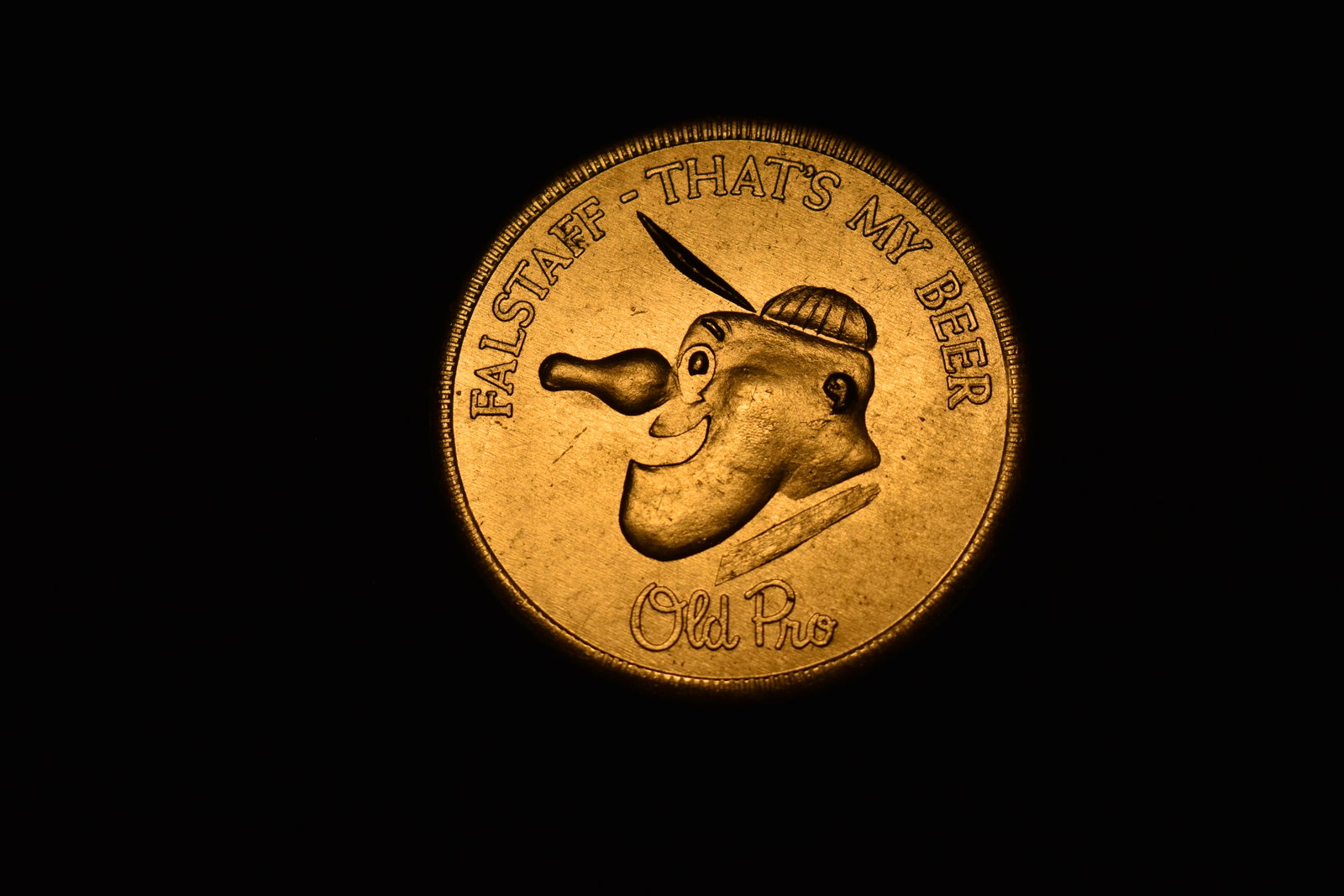 1959 Falstaff Old Pro Coin Bears Cardinals Schedule: This 1959 very rare coin made of aluminum and gold in color has the wording on the front " Falstaff - Thats My Beer - Old Pro ". The back of coin has the Chicago - Bears - Cardinals 59 Falstaff Teleca