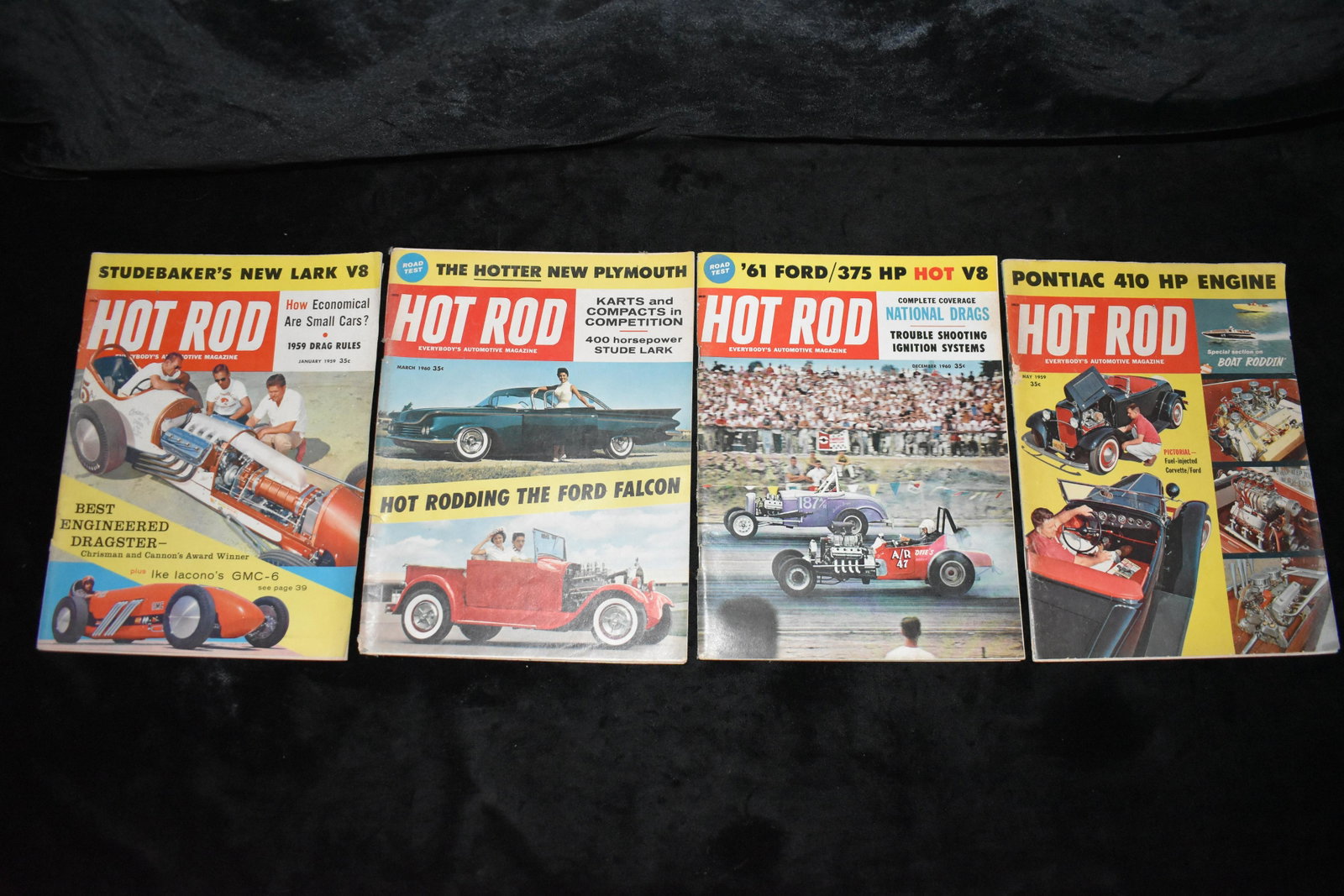 Select Group of 11 HOT ROD MAGAZINES 59-61: This Lot includes 11 original HOT ROD Magazines in very good condition. Like all old magazines they will have minor faults from age and use. Dates of the magazines in this lot are JAN 59, MAY 59, Sept