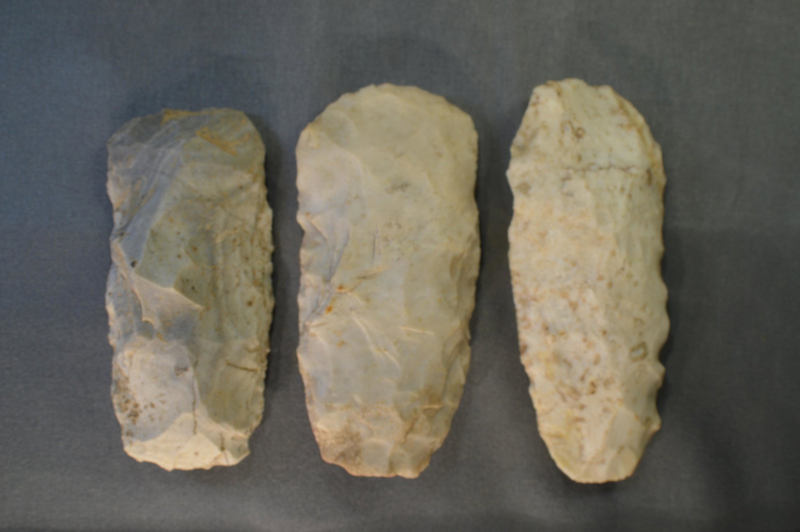3 Flint Adz's: Found in Pike Co. Illinois by Leslie Stolte on his Family Farm West of Barry. Longest is 3 1/2"