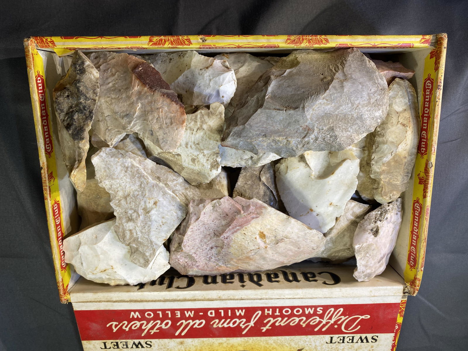 Cigar Box Full of Damaged Arrowheads: Mainly Damaged Arrowheads