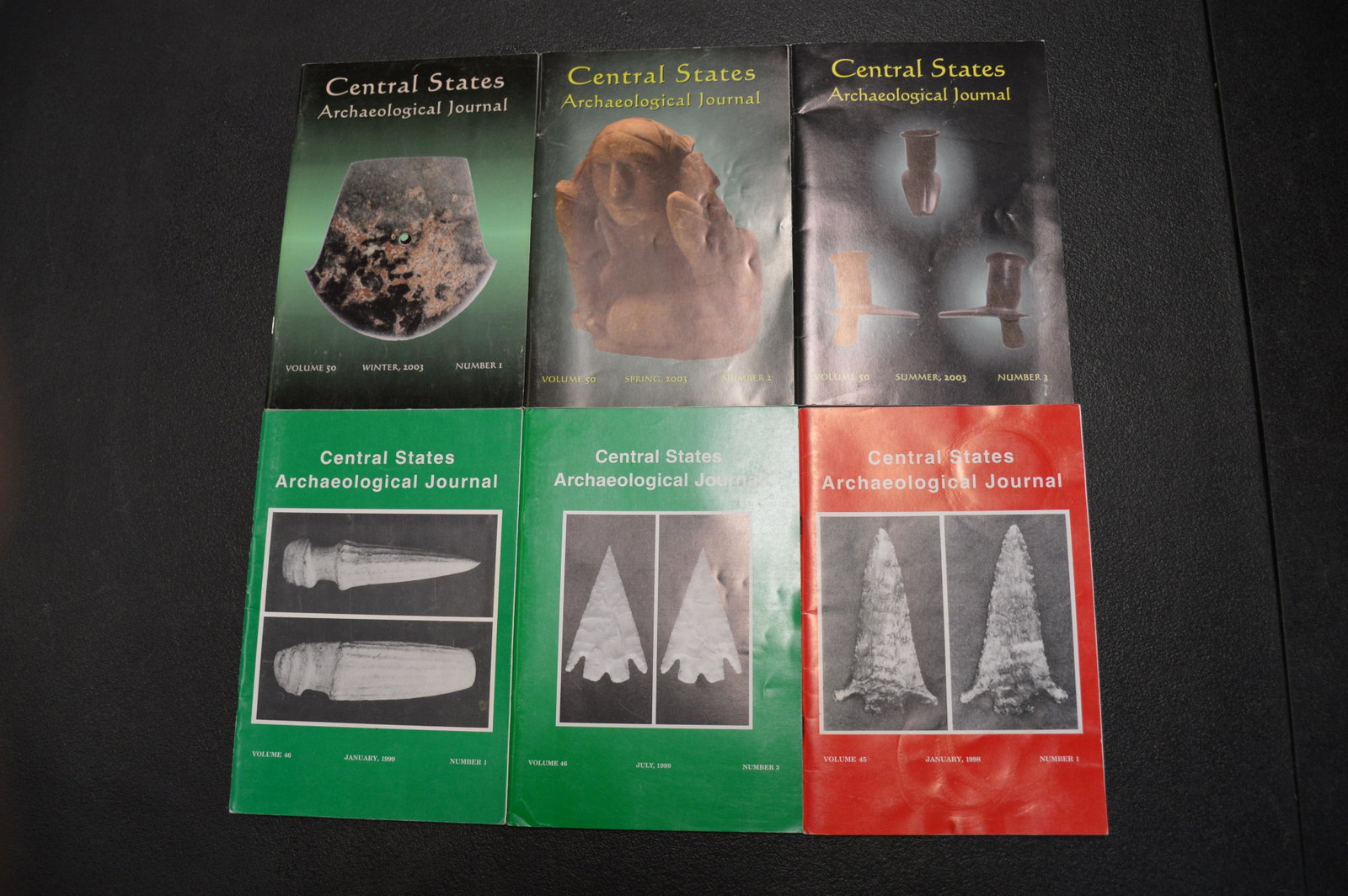 6 Central States Archaeological Journals: Various Years in Good Condition.