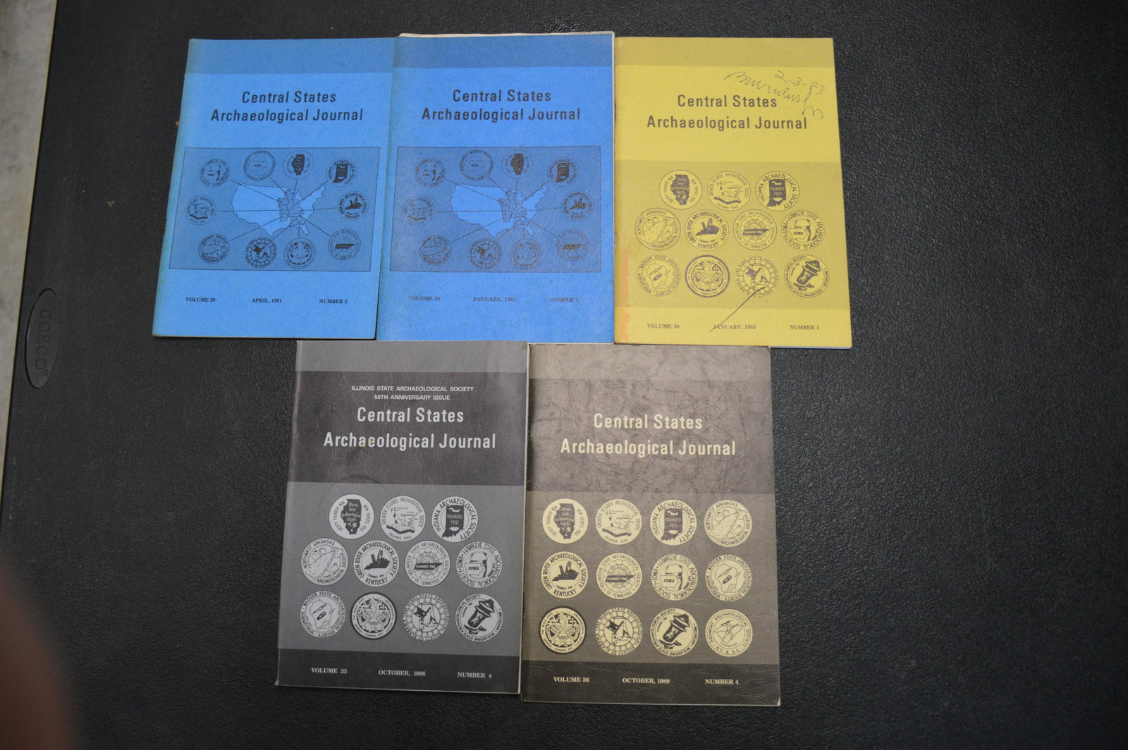 5 Central States Archaeological Journals: Various Years in Good Condition.