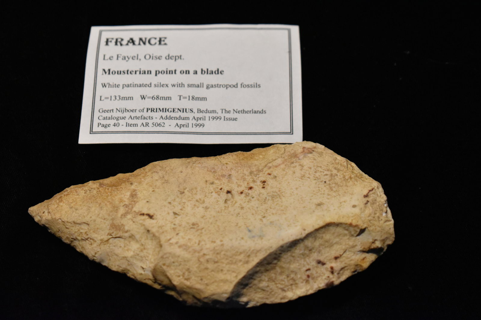 5 1/8" Mousterian Flint Blade from France (1 of 4)