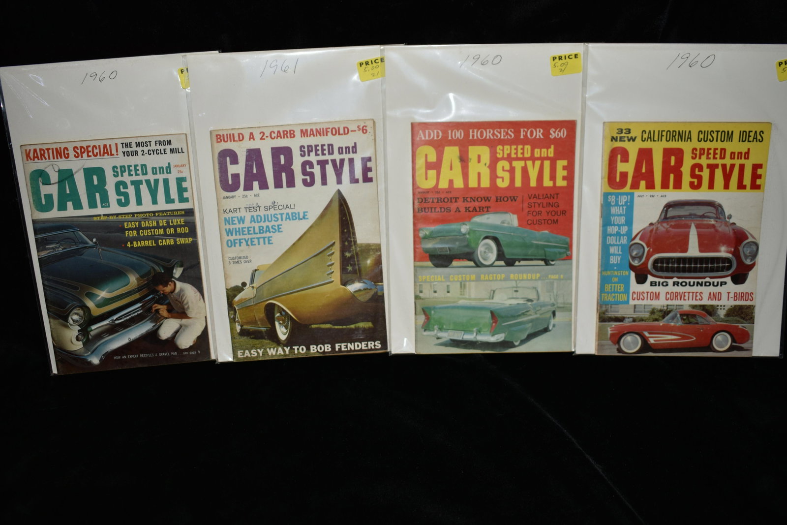 14 Vintage Car Magazines 1960-1961: 14 Vintage Car Magazines 1960-1961. This lot includes 8 Customs Illustrated, 5 Car Speed and Style and 1 Rods Illustrated Magazines. These Magazines are in very good to excellent condition. Each one h