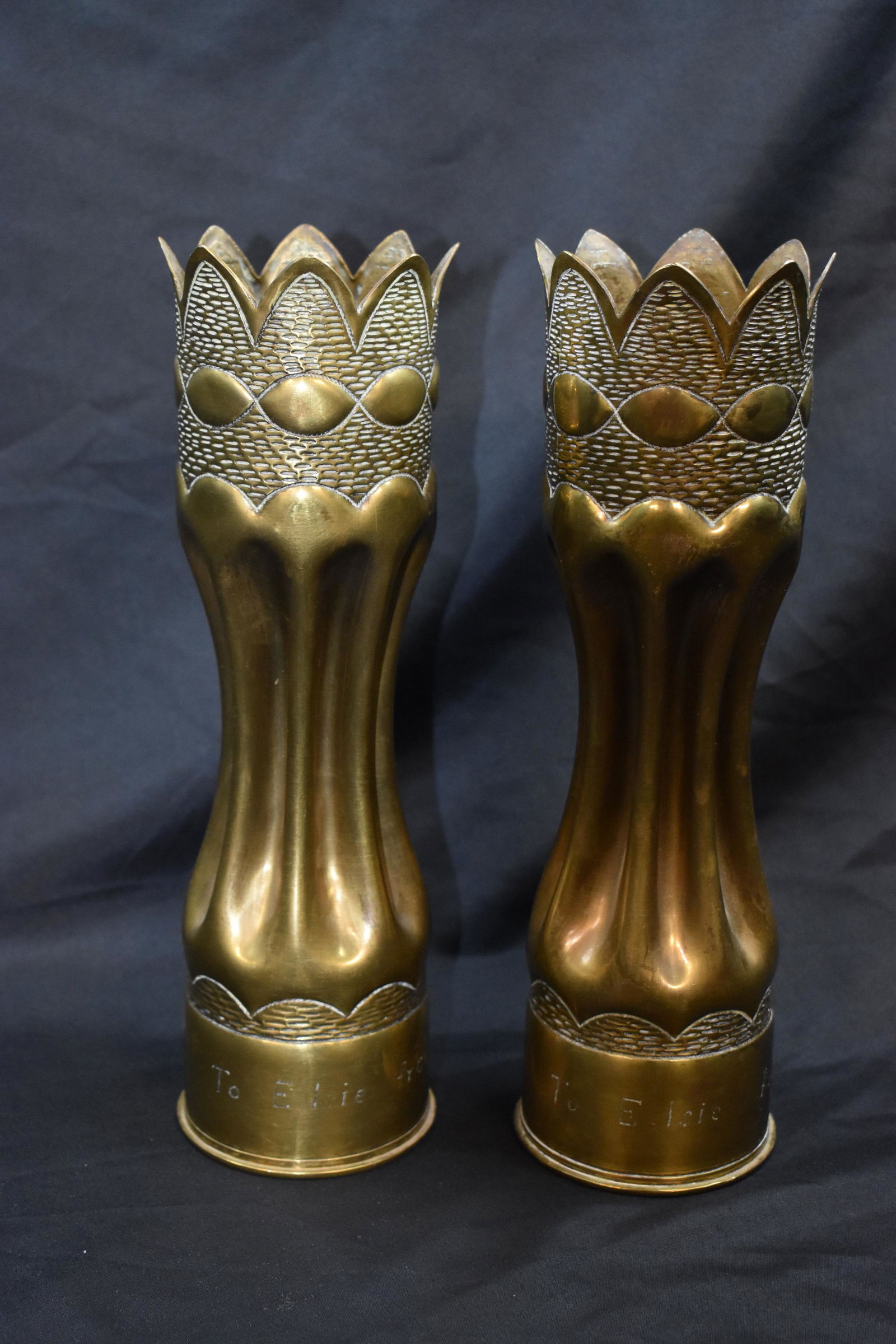 Matching Pair of Trench Art Shells From WW1 (1 of 6)