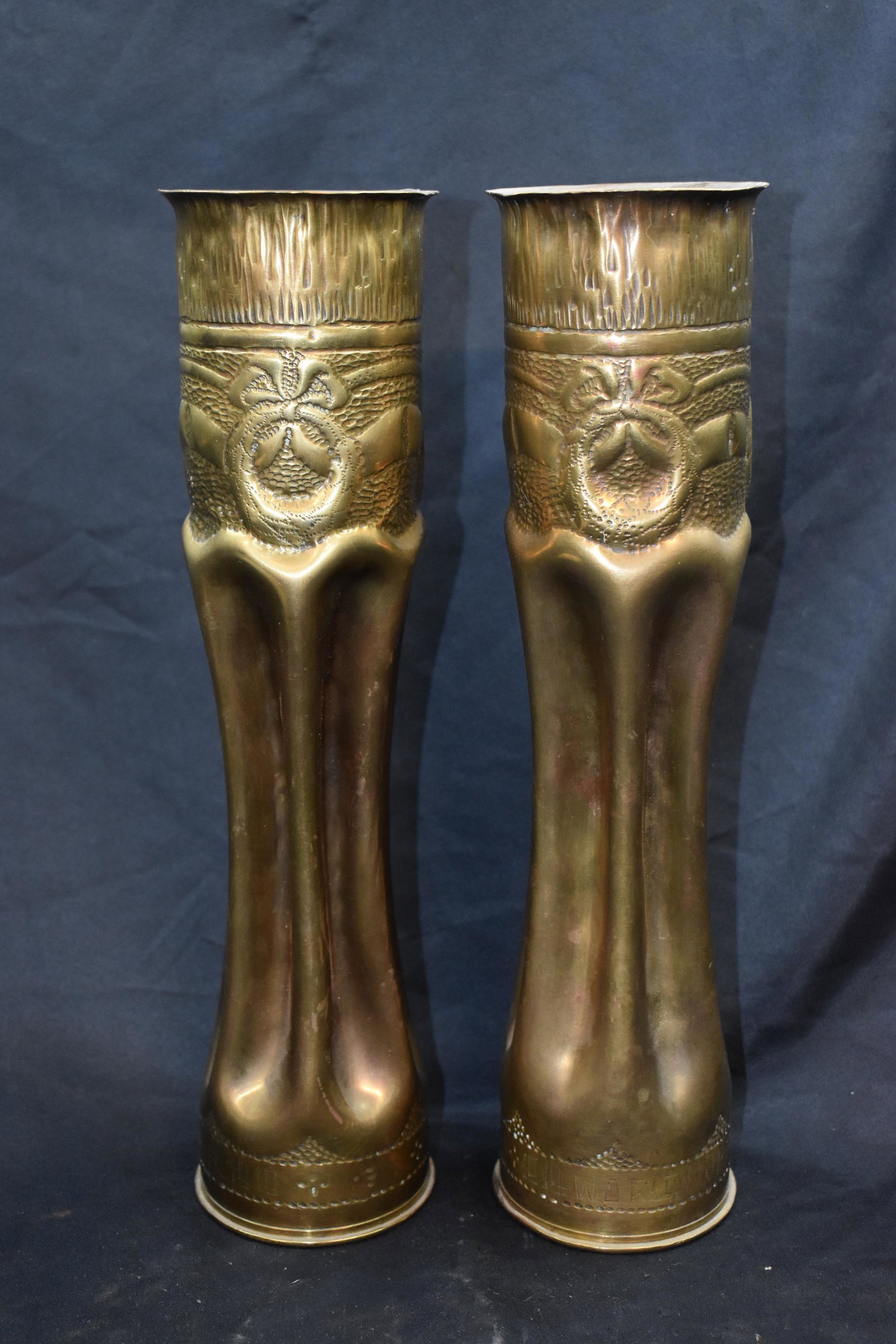 Matching Pair of WW1 75MM Trench Art Shells (1 of 9)