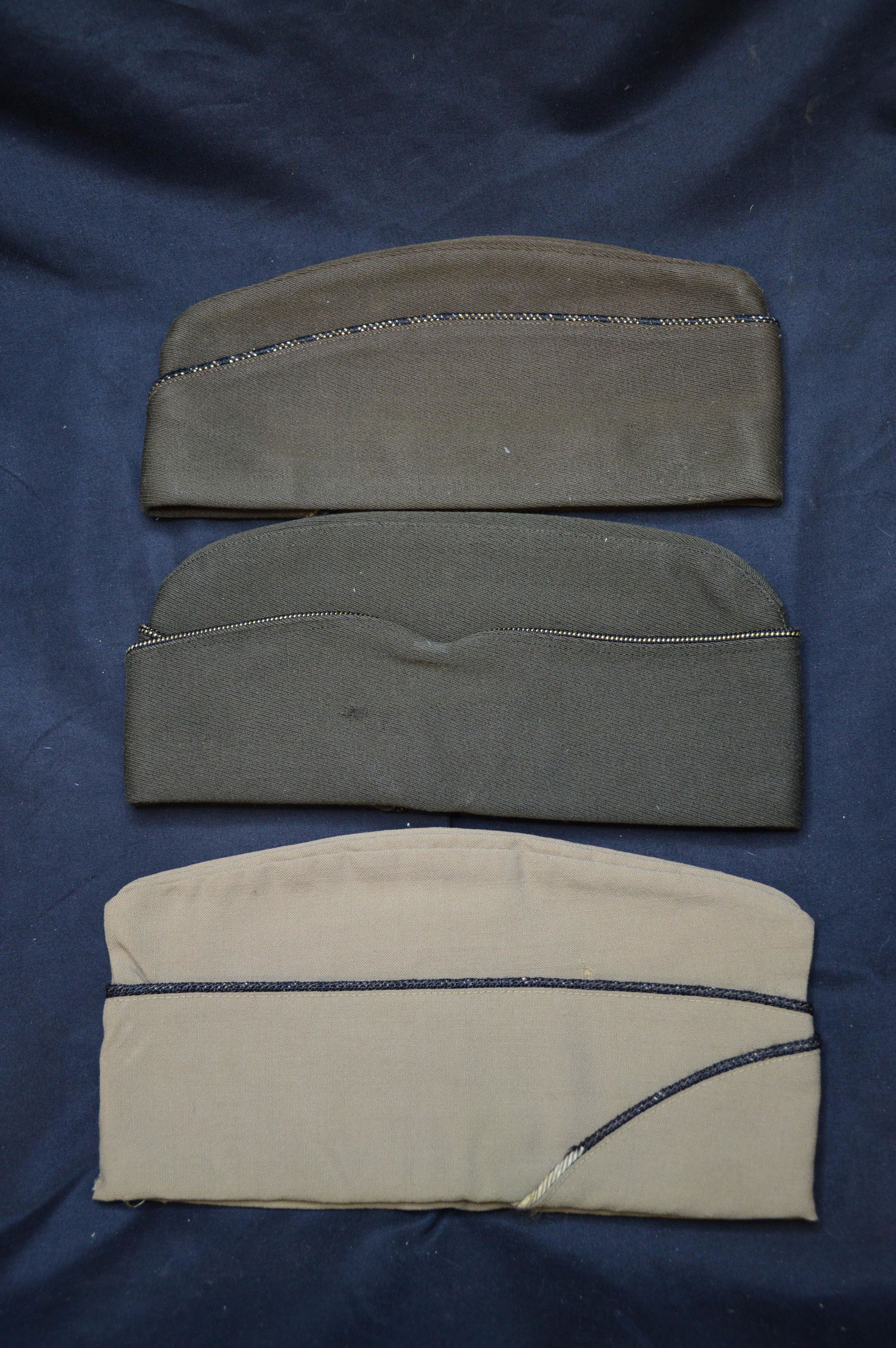 3 Overseas Caps WW2: Belonged to a Medic worn during WW2.