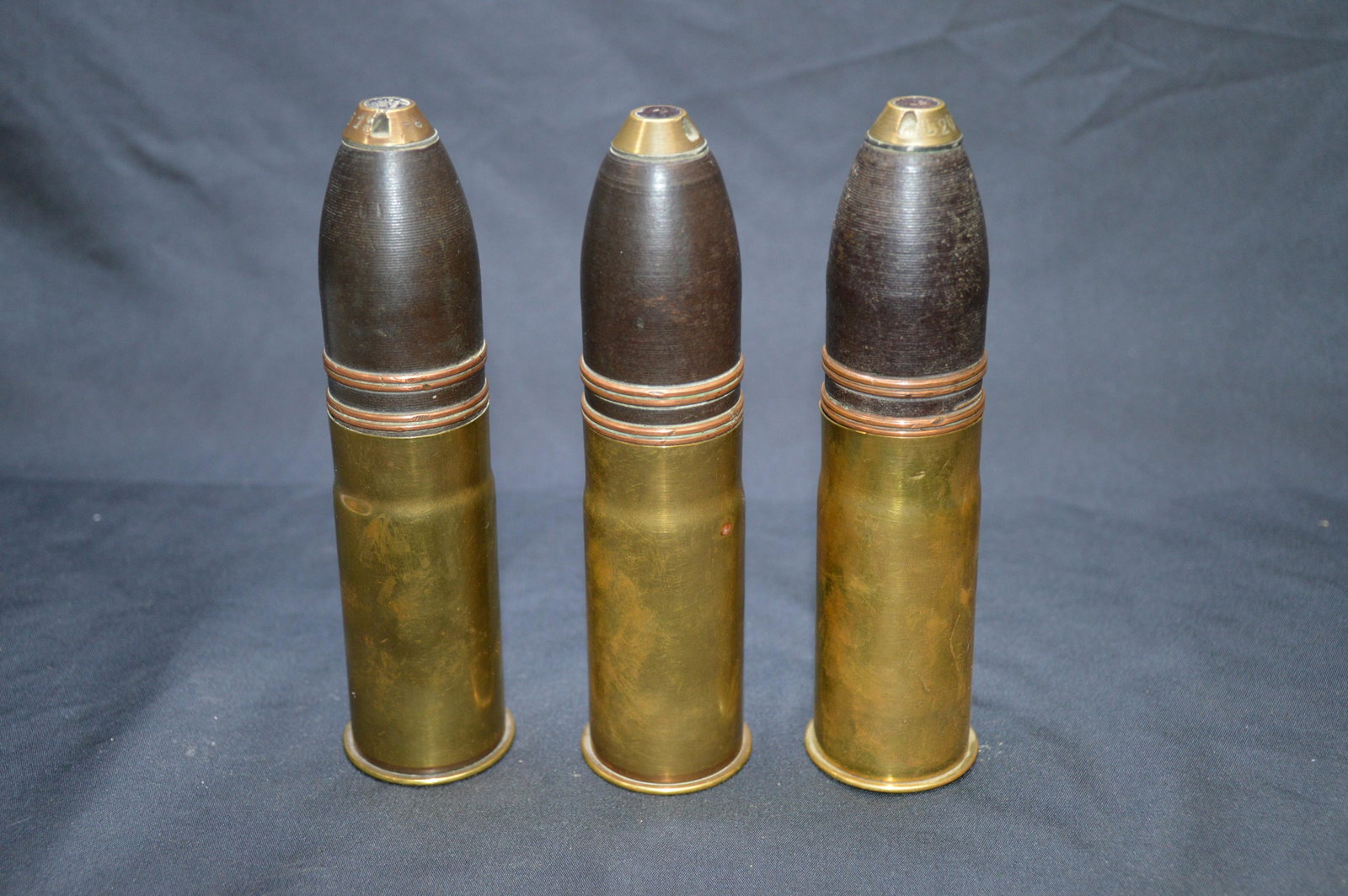 3 Deactivated 37MM WW1 Shells: 37 mm shells with projectiles, French 37-85 shell for the M1916 37 mm gun