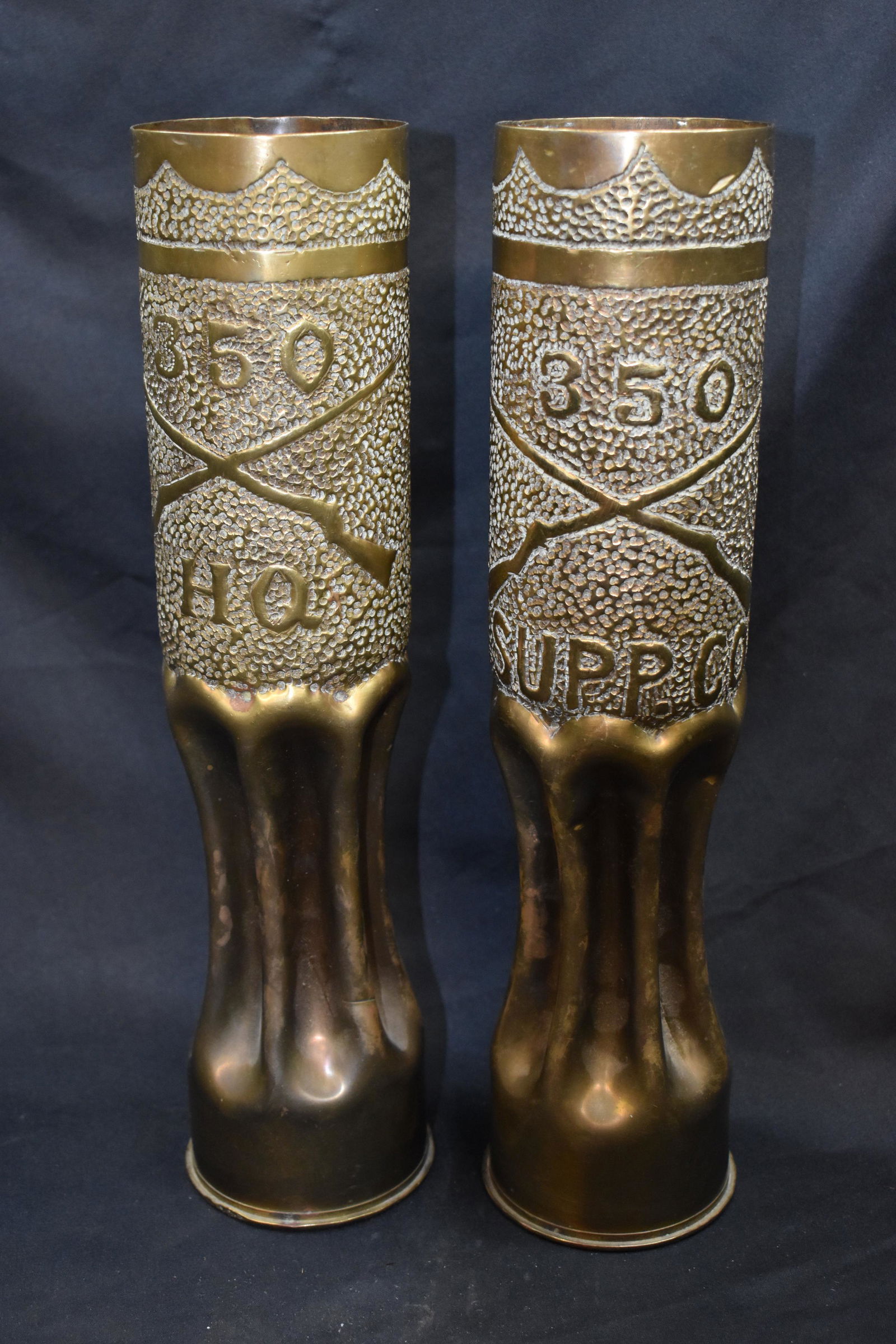 Set of 1917 WW1 Trench Art Mortar Shell Casings (1 of 7)