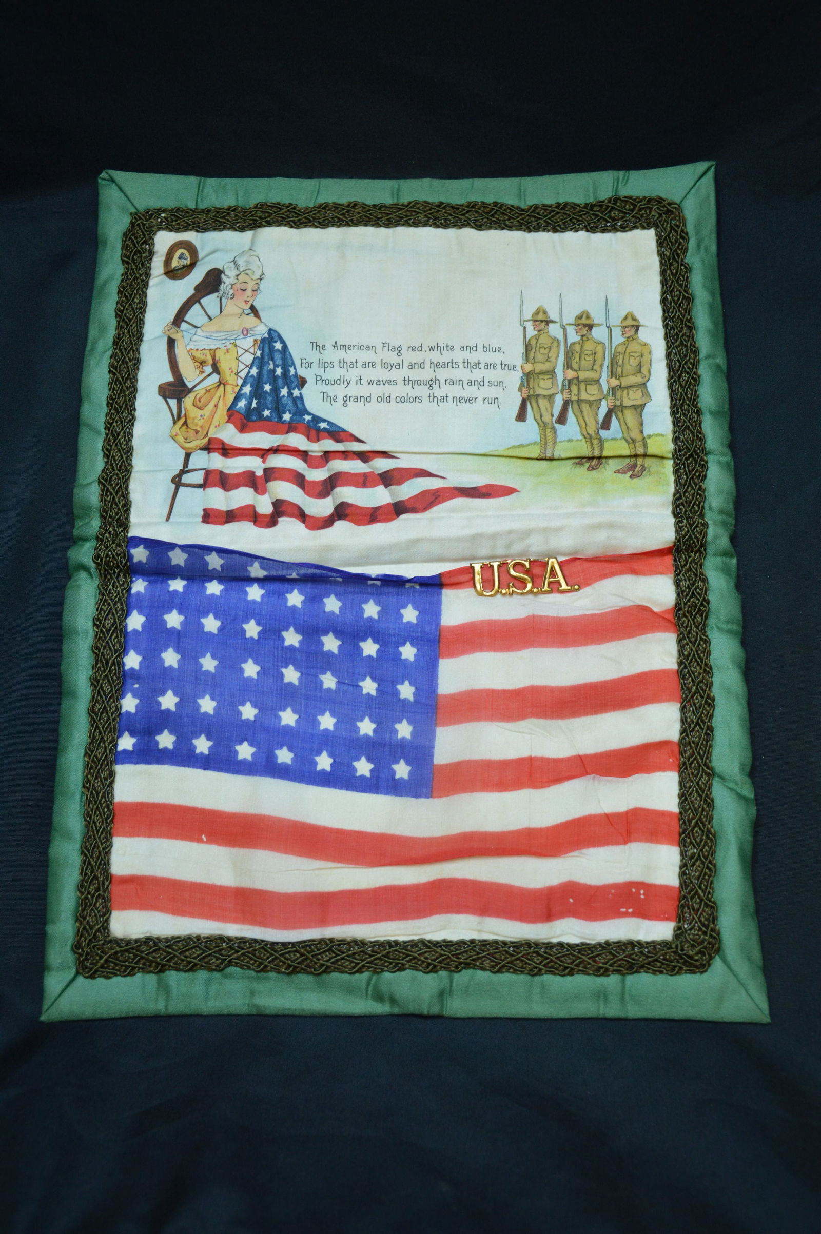 WWI Handkerchief Pillow Forget Me Not (1 of 5)