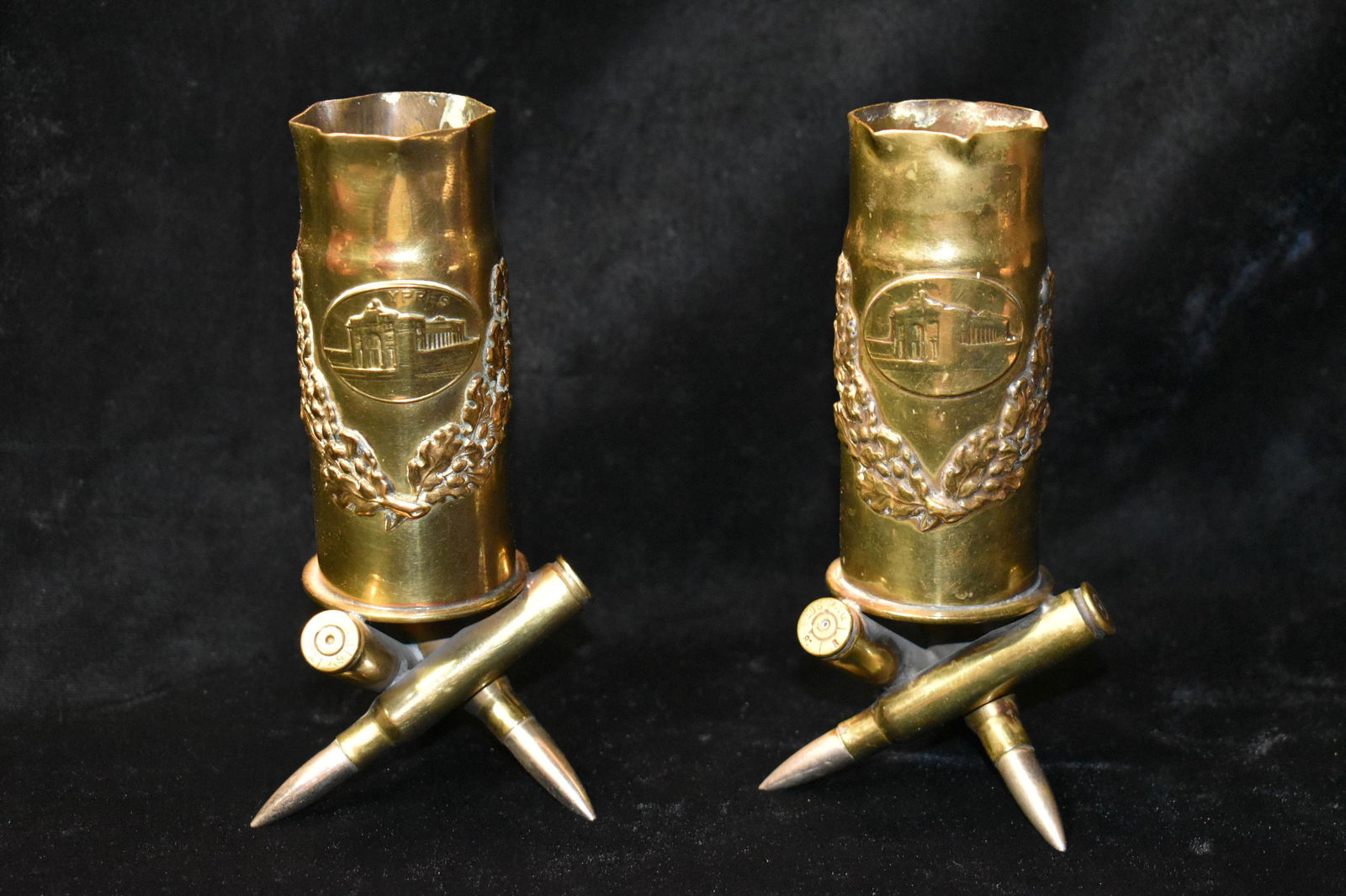 Matching Set of 2 37 MM Trench Art Casings YPRES (1 of 6)