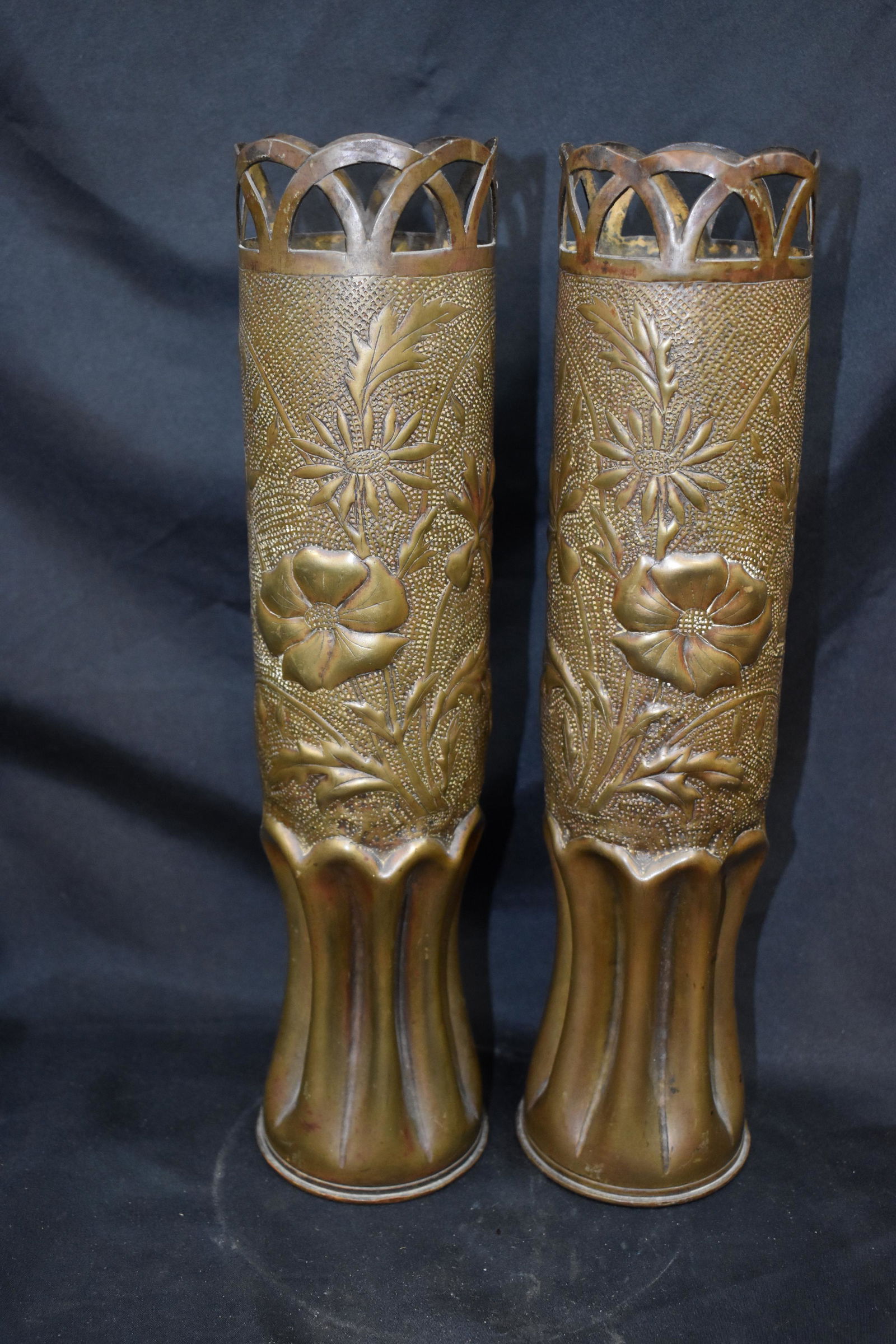 Set of 1917 WW1 Trench Art Mortar Shell Casings (1 of 7)